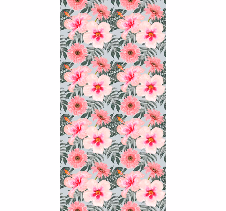 Tapet hol hibiscus și flori - TenStickers