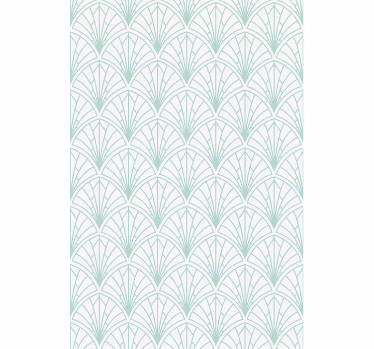 Tapet nordic frunze aquamarine deschise pe fond alb - TenStickers