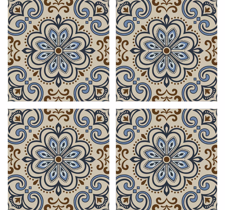 Tapet gresie cu motive florale - TenStickers