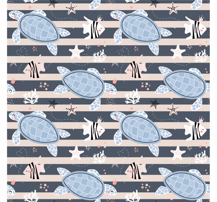 Tapet vintage cu design cu broaște țestoase - TenStickers