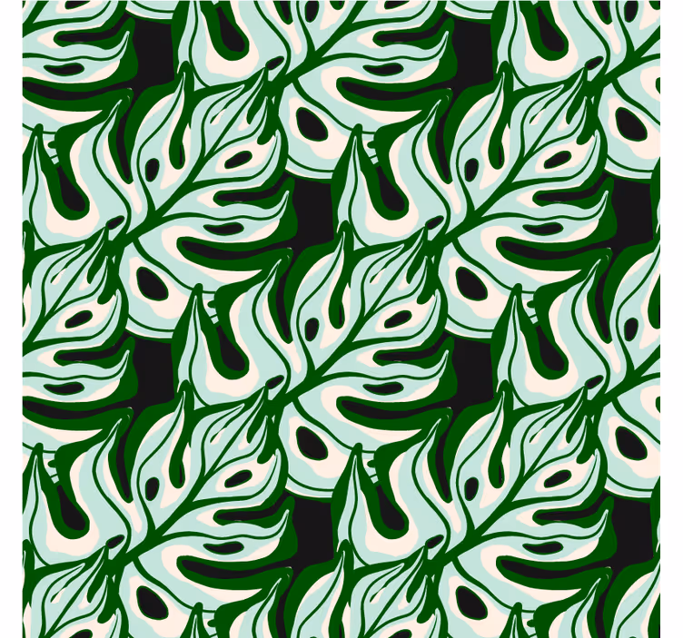 Tapet flori model floral stropit verde și negru - TenStickers