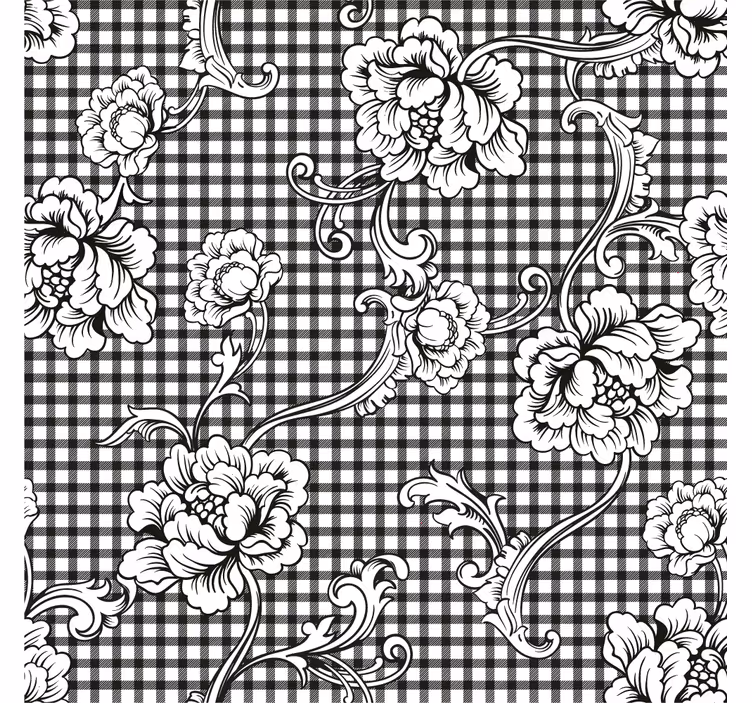 Tapet vintage cu model gingham alb-negru - TenStickers