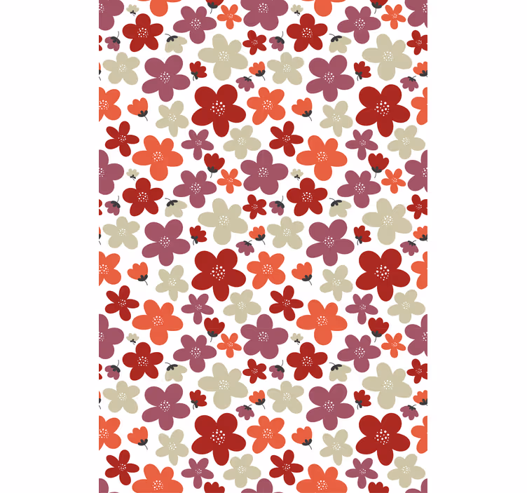 Birou tapet cu model abstract de flori roșii - TenStickers