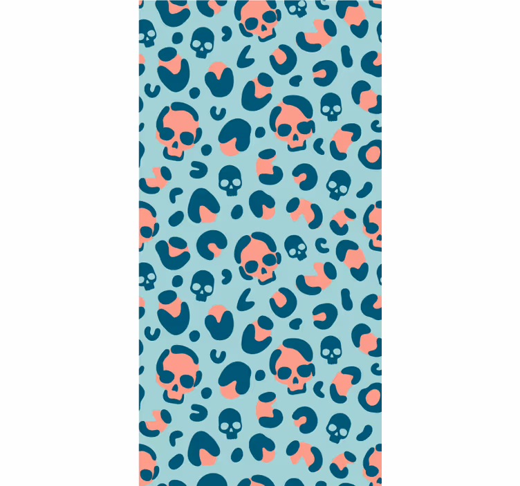 Tapet modern cu model de leopard craniu roz și albastru - TenStickers