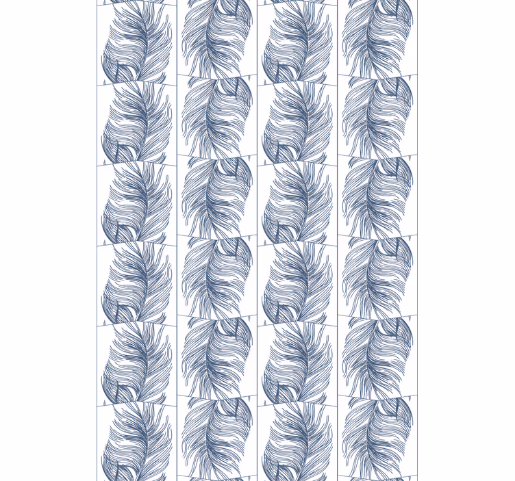 Tapet modern stil hampton cu pene bleu - TenStickers