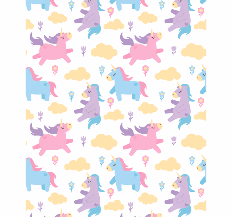 Tapet copii unicorni și nori - TenStickers