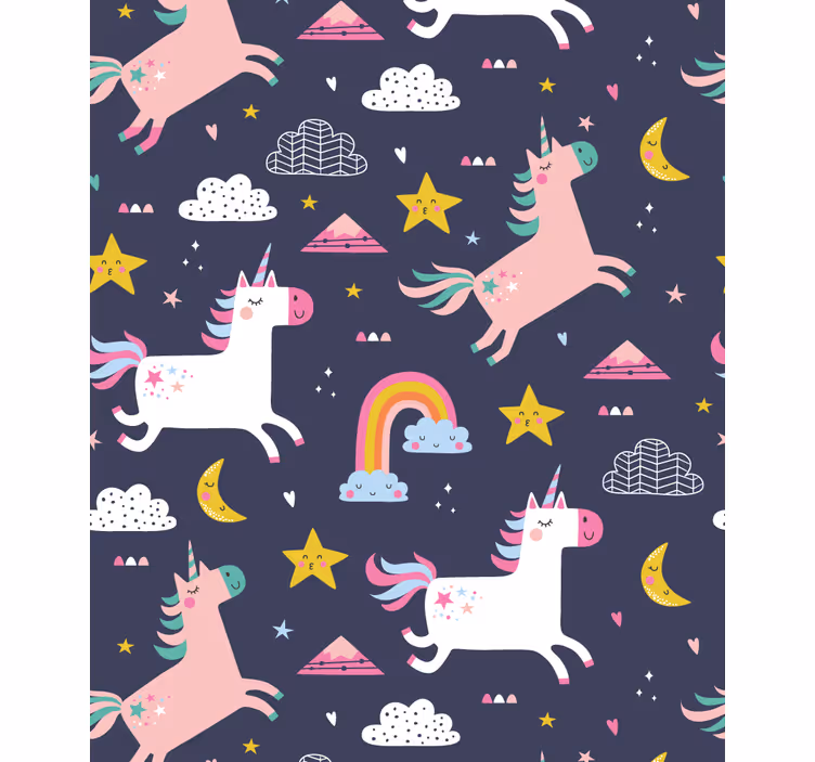 Tapet copii unicorni și stele - TenStickers