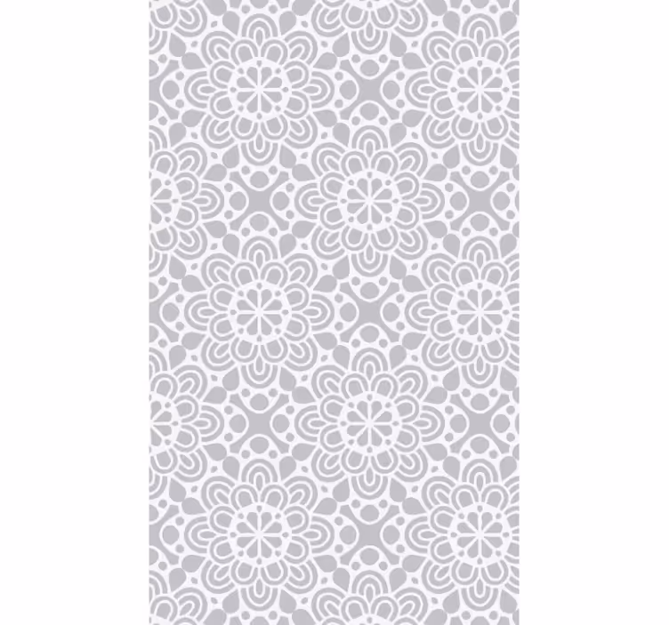 Tapet bucătărie covor vinil cu forme florale gri alb - TenStickers