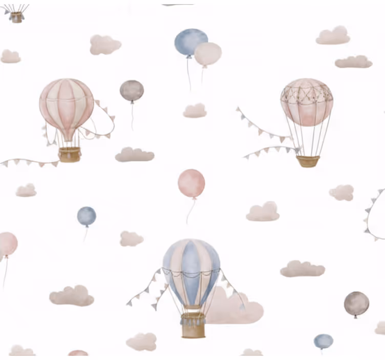 Tapet camera de zi balon cu aer cald pastel - TenStickers