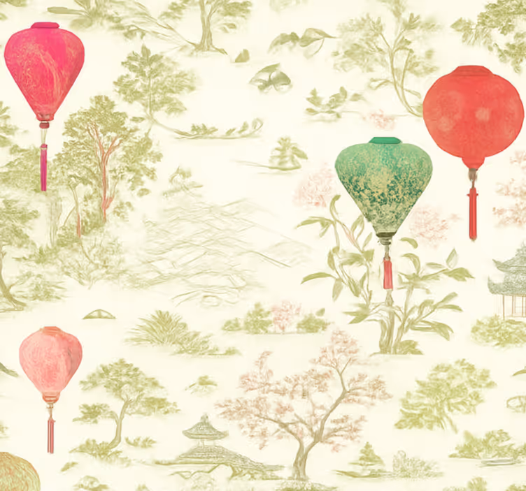 Tapet dormitor peisaj chinezesc oriental - TenStickers