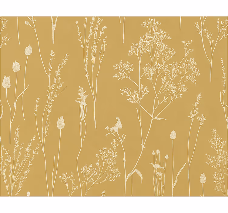 Tapet camera de zi ocher floral nordic - TenStickers
