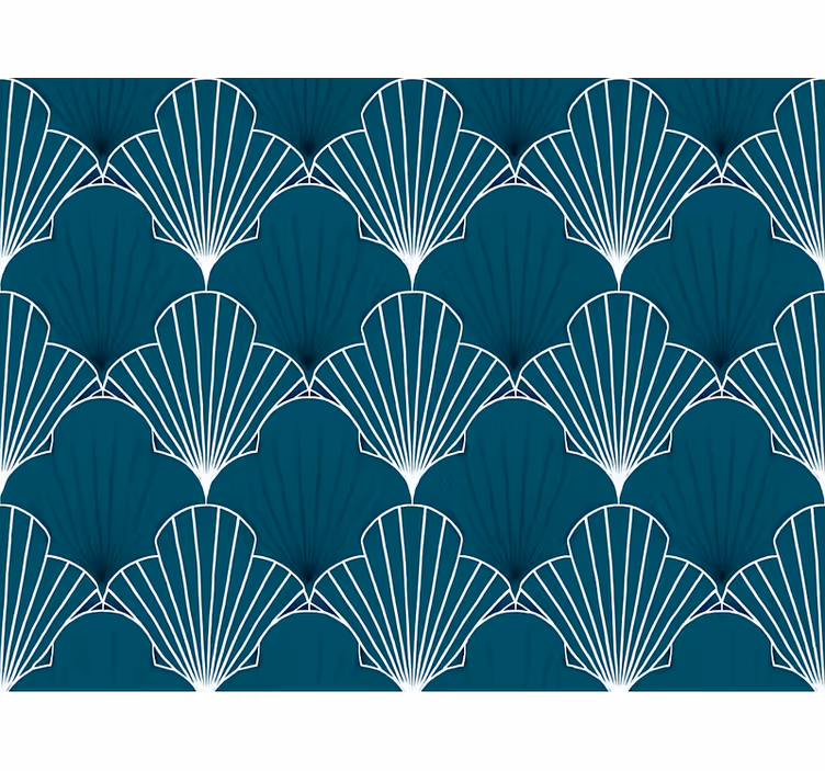 Tapet abstract modern teal cu fani în evantai - TenStickers