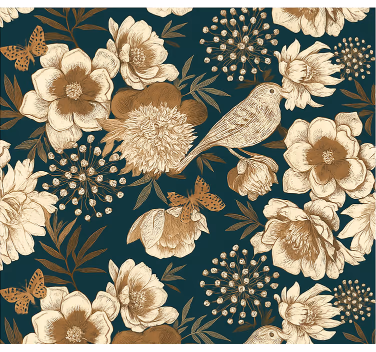 Tapet păsări stil vintage botanic chinezesc - TenStickers
