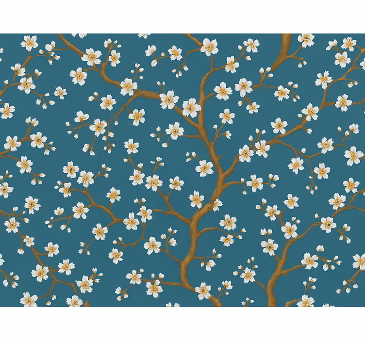 Tapet flori floare de aur teal - TenStickers