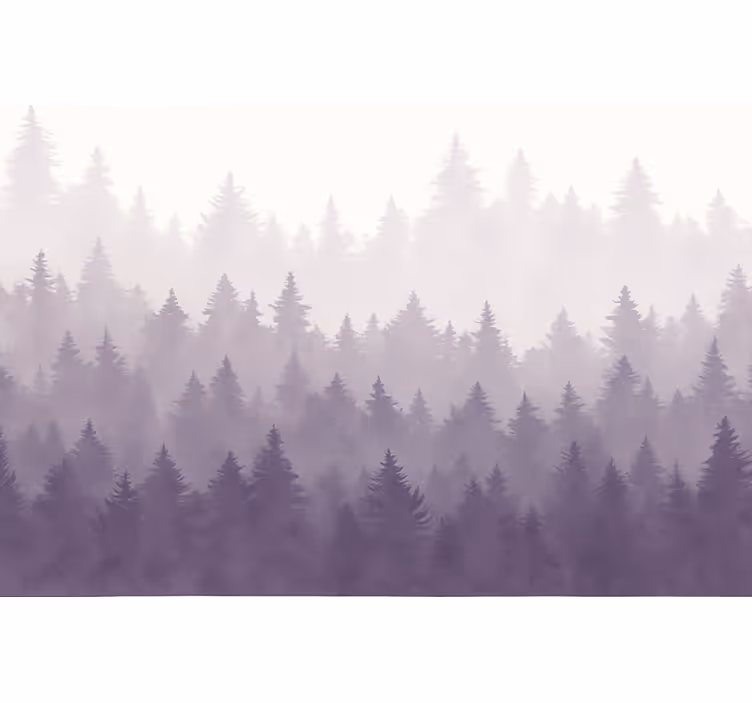 Tapet peisaj pădurea de ceață violetă - TenStickers