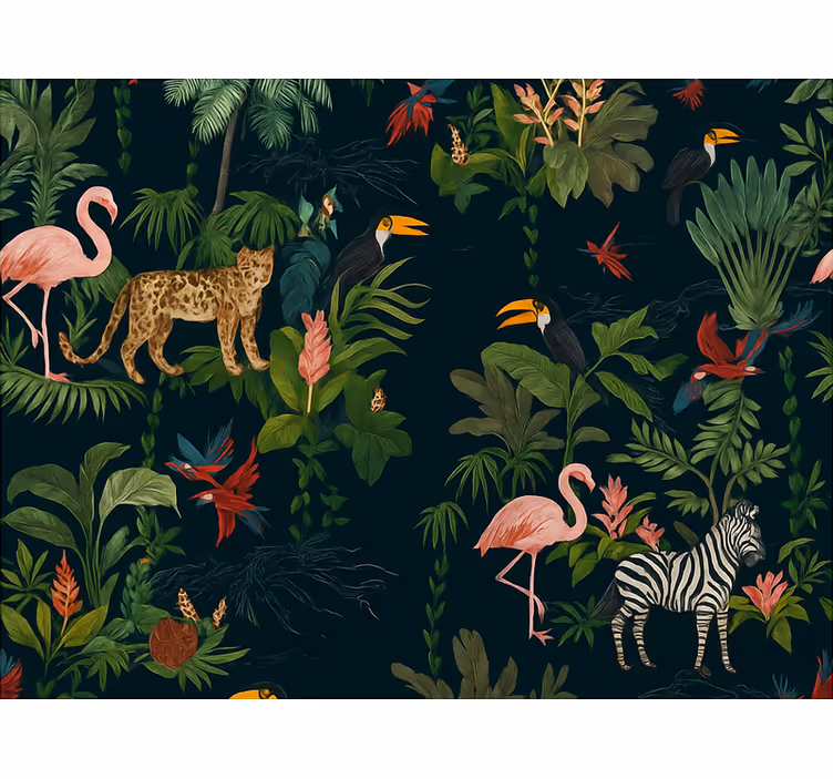 Tapet dormitor design exotic întunecat - TenStickers