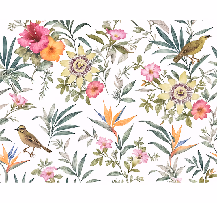 Tapet dormitor design floral albastru - TenStickers