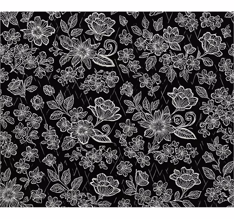 Tapet dormitor design floral întunecat - TenStickers