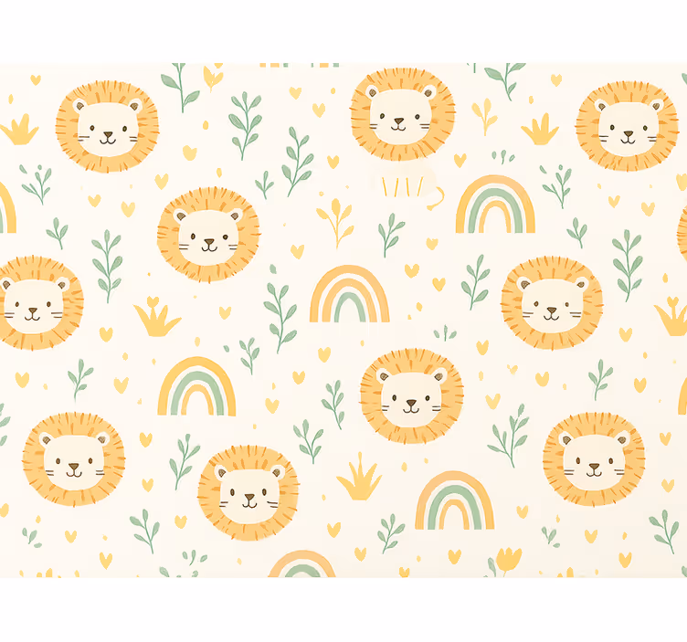 Tapet copii design cu curcubeu și lei - TenStickers