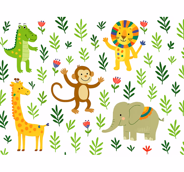 Tapet copii animale drăguțe și fericite - TenStickers