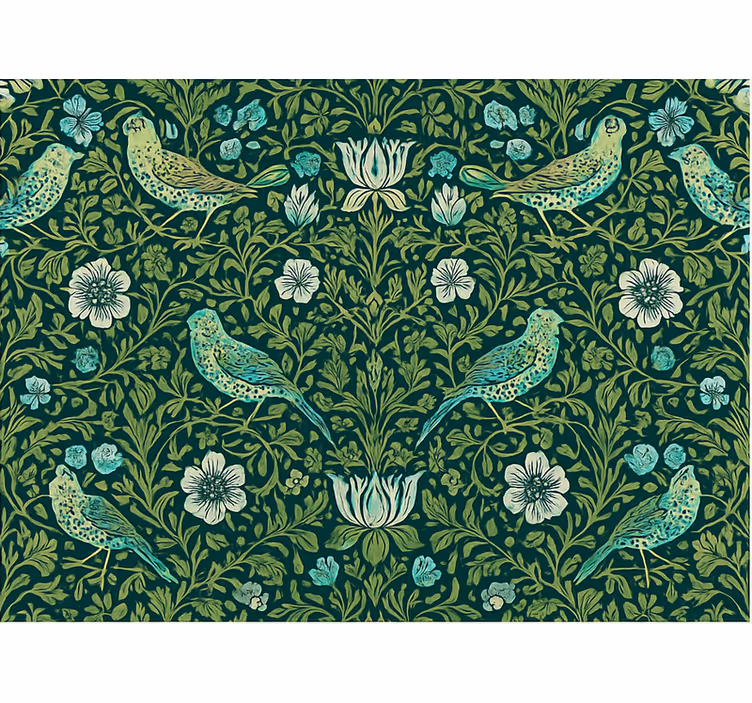 Tapet dormitor floral și cu păsări ornamentale - TenStickers