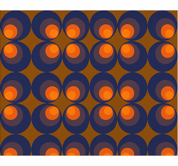 Tapet camera de zi cercuri repetitive retro bleu și galben - TenStickers
