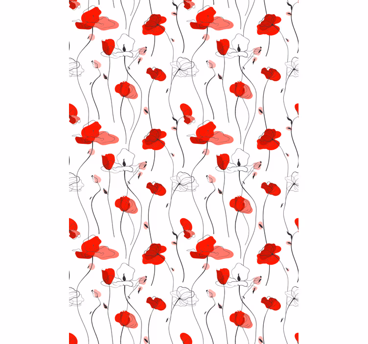 Tapet flori desen cu maci - TenStickers
