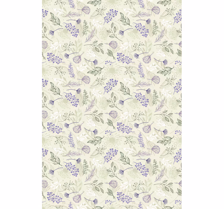 Tapet flori flori violet pe fundal verde - TenStickers