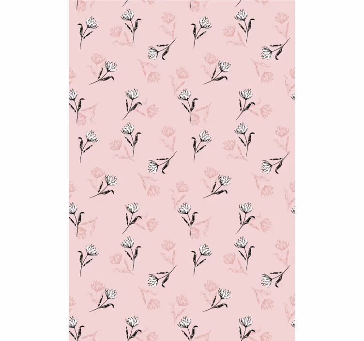 Tapet flori crini albi pe fundal roz - TenStickers