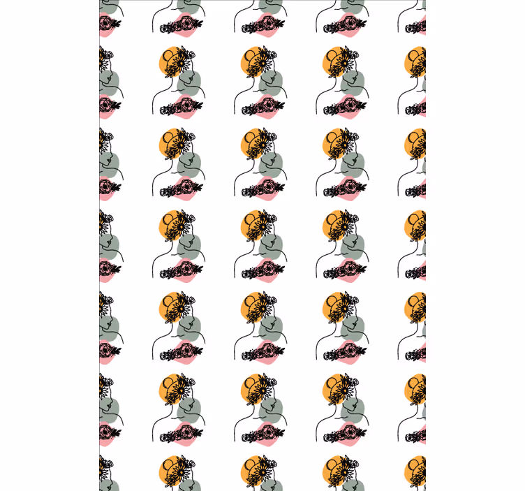 Tapet flori fața femeii uimitoare cu flori - TenStickers