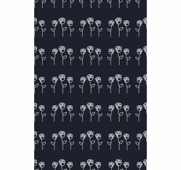 Tapet flori ilustrație linie trandafiri minimalistă - TenStickers