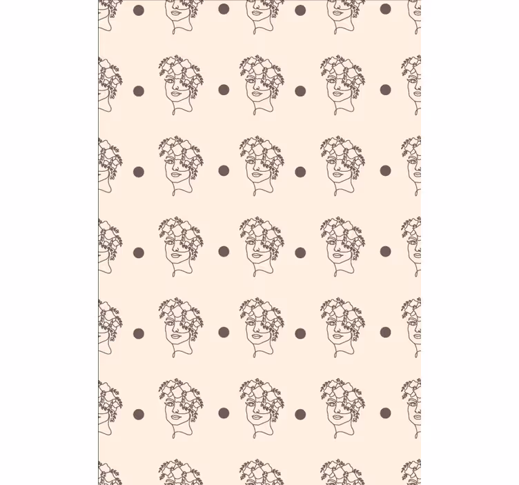 Tapet flori siluetă minimalistă femeie drăguță florală - TenStickers