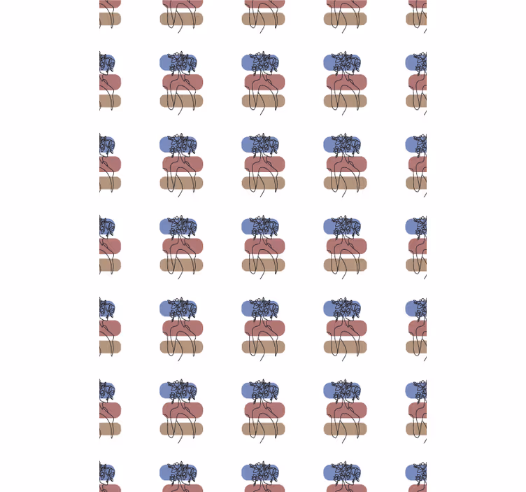 Tapet flori design geometric cu femei - TenStickers