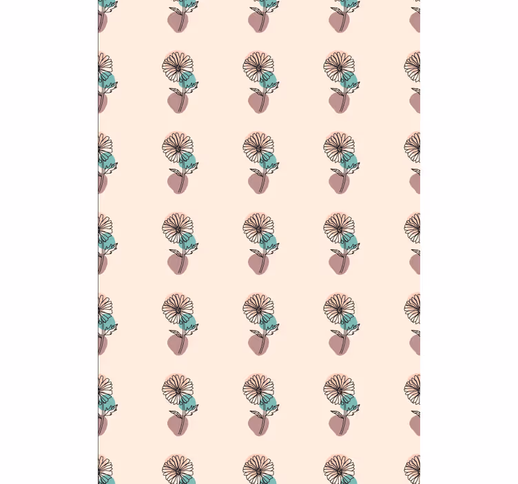 Tapet floral design artistic cu flori de margaretă - TenStickers