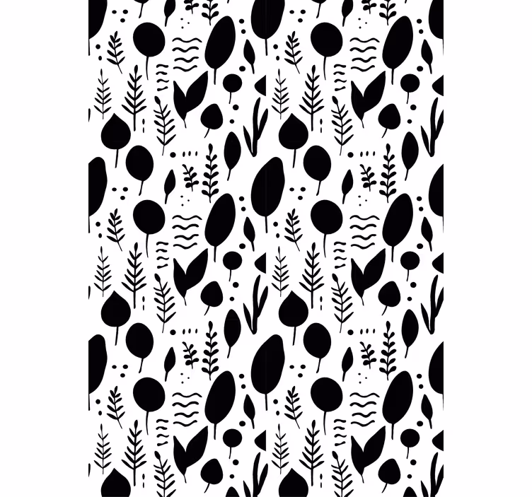 Tapet floral cu imagini alb-negru naturale - TenStickers