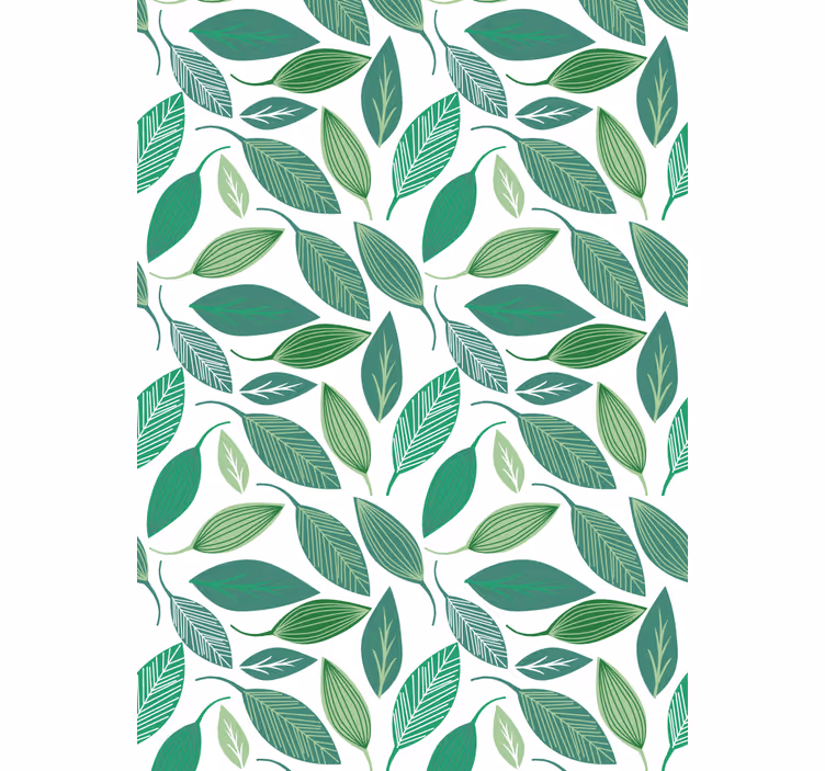 Tapet floral cu model natural de frunze verzi - TenStickers