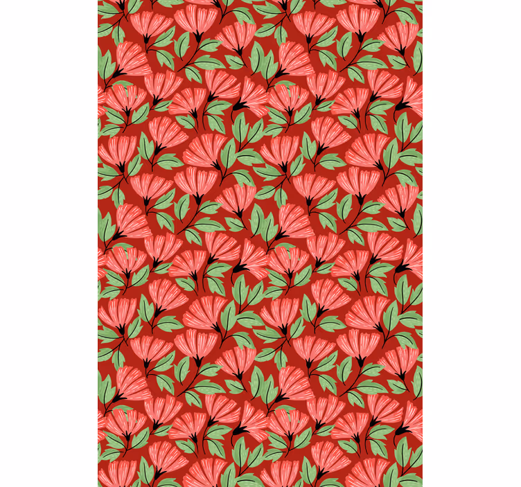 Tapet floral cu model vintage roșu - TenStickers