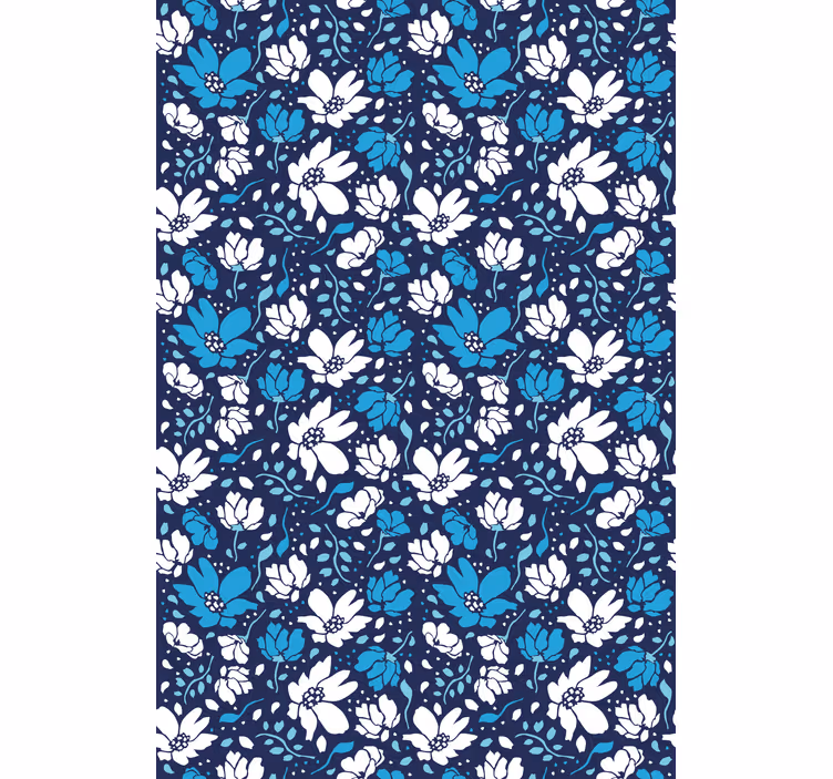 Tapet floral margarete albe pe fundal albastru - TenStickers