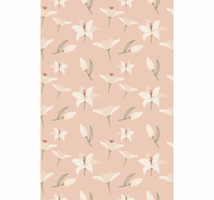 Tapet floral cu crin alb pe fundal nud - TenStickers