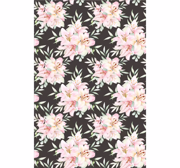 Tapet floral cu model de crini acuarelă - TenStickers