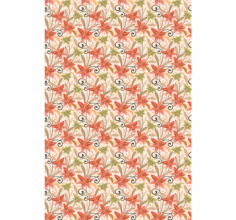 Tapet floral model vintage cu crini colorați - TenStickers