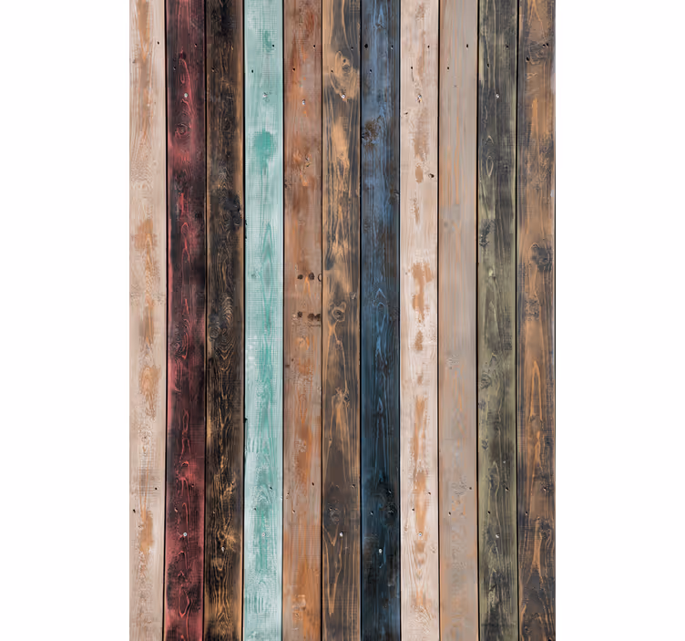Tapet dormitor plăci de lemn rustic colorate - TenStickers