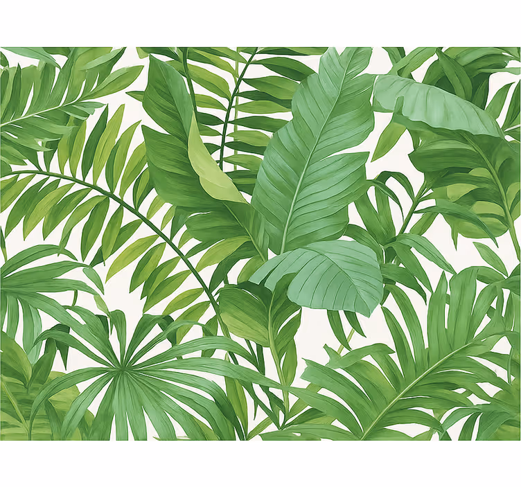 Tapet dormitor cu motif de frunze tropicale - TenStickers