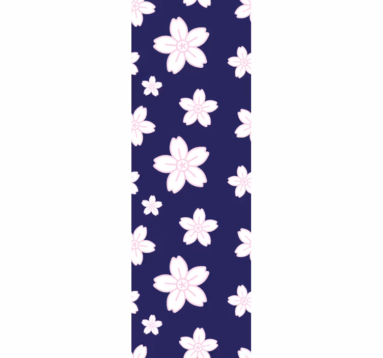 Tapet dormitor model vintage flori de prun pe fond albastru - TenStickers