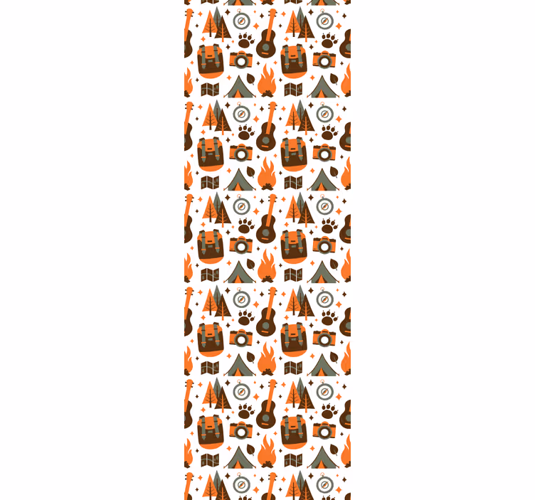 Tapet dormitor munte cu urs și foc de lemne - TenStickers