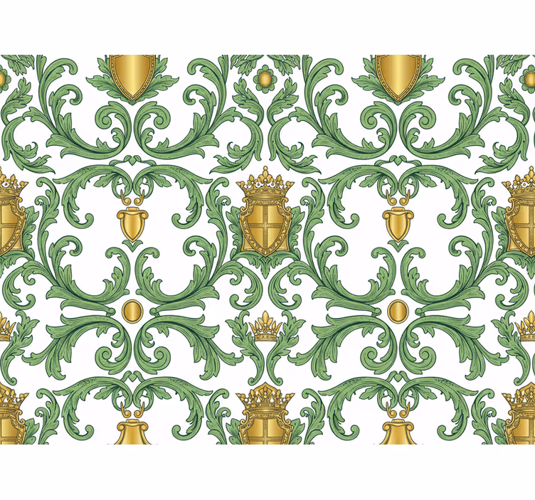 Tapet baroc verde și auriu ornamental - TenStickers
