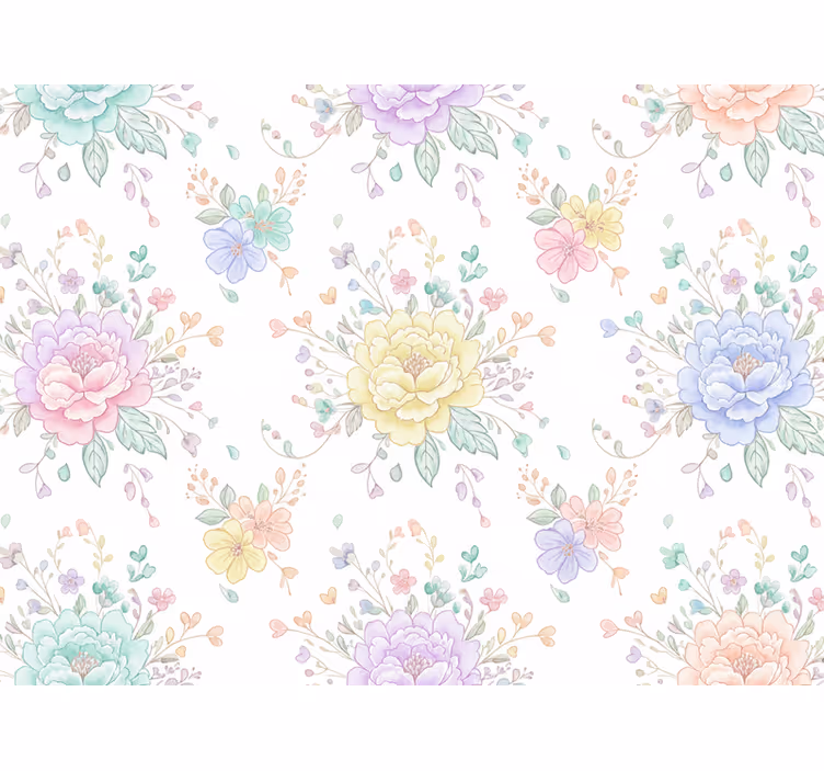 Tapet liliac floral pastel pentru cameră de copii - TenStickers