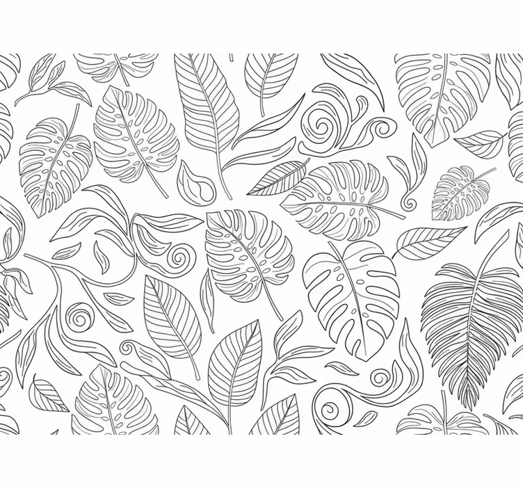 Tapet modern botanic alb-negru b09ky95cjn - TenStickers