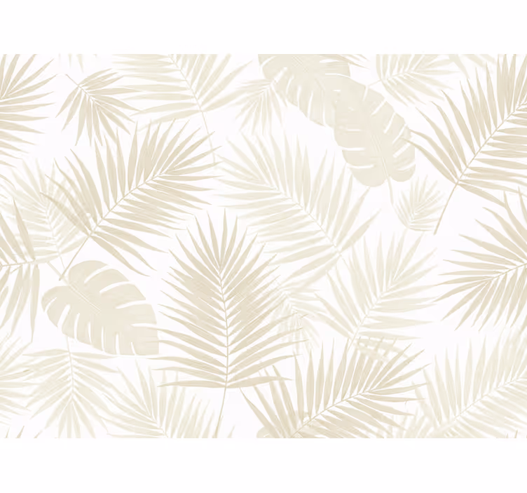 Tapet flori frunze de palmier crem - TenStickers