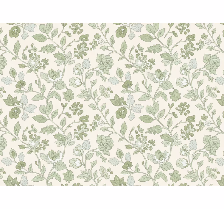 Tapet piatră creme floral verde - TenStickers